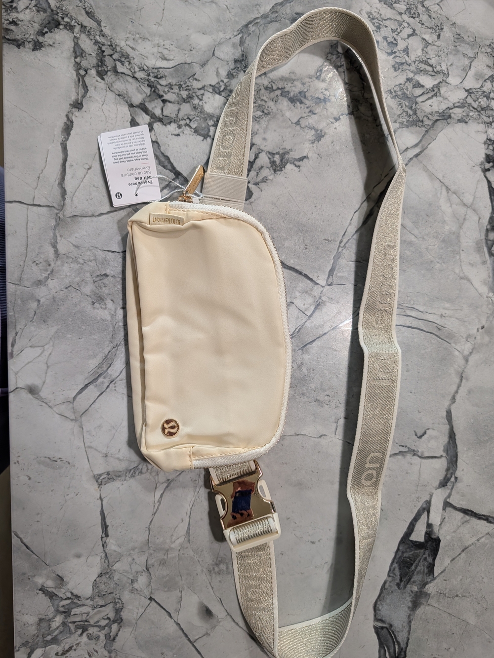 Nwt Lululemon athletica Cream Gold Belt Bag